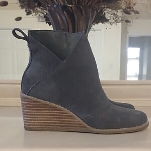 Toms Charcoal Wedge Ankle Boots